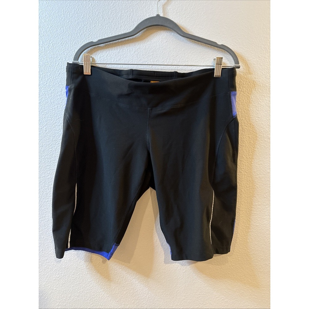 Lucy Activewear Pull On Shorts Womens Size XL Black‎ Blue Drawstring